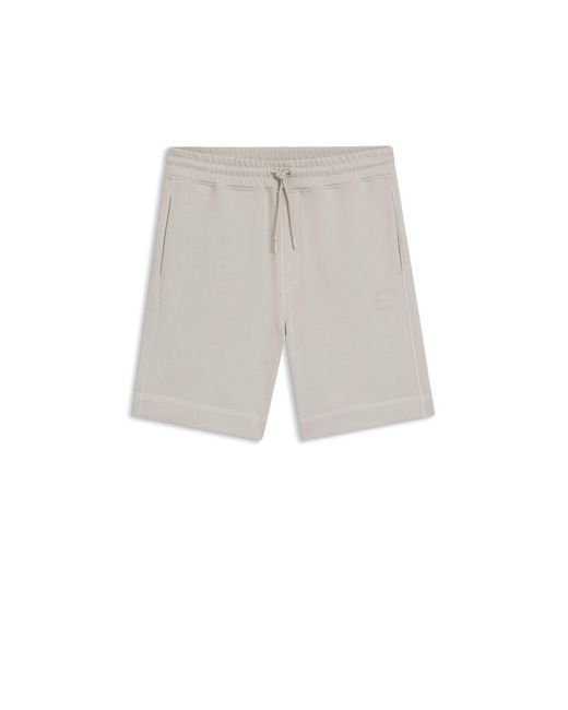 Boss Natural Cotton-Terry Shorts With Logo Patch for men