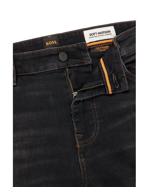 Boss Slim-fit Jeans In Black Soft-motion Denim for men