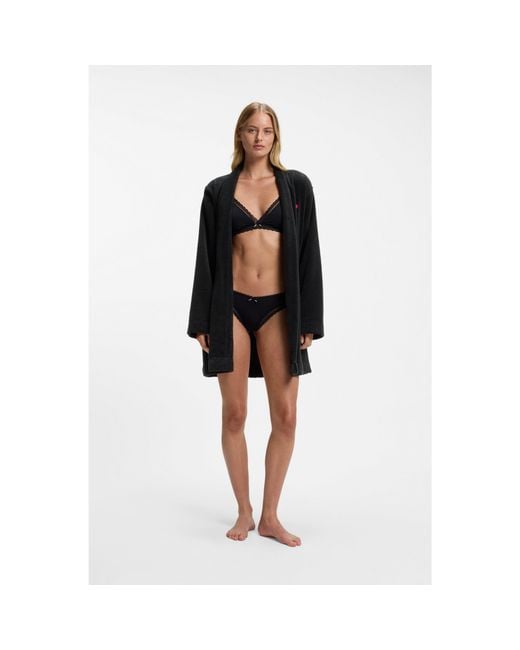 HUGO Black Heart-Embroidered Dressing Gown