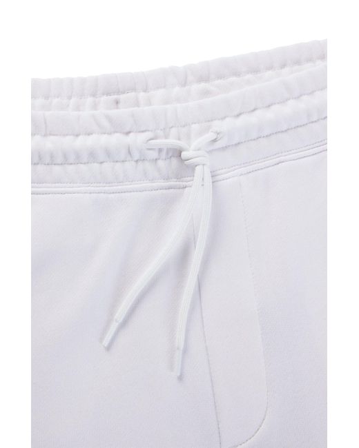 HUGO White Cotton-terry Shorts With Blue Logo Patch for men