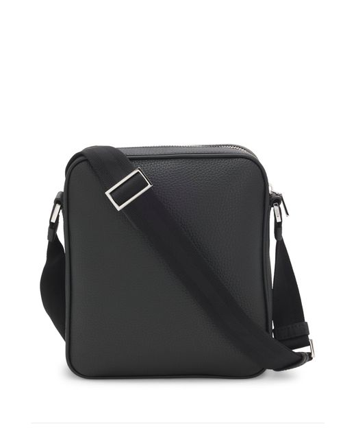 Boss Reportertas Van Italiaans Leer Met Reliëflogo in het Black voor heren