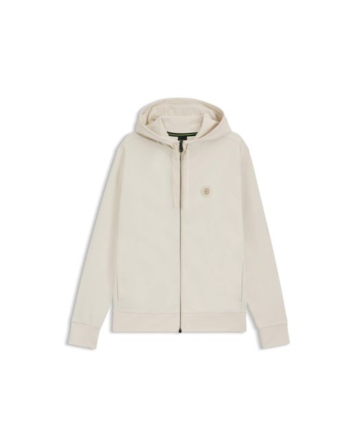 Boss Natural Relaxed-Fit Cotton-Blend Hoodie With Double B Monogram for men