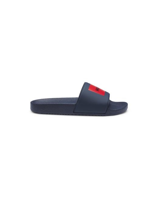 HUGO Blue Slides With Logo Strap for men