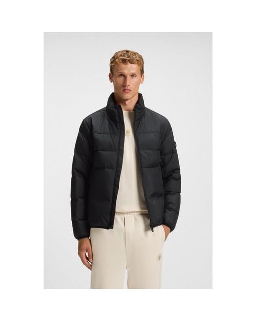 Boss Black Water-Repellent Down Jacket With Sleeve Pocket for men