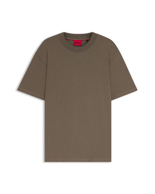 HUGO Relaxed-Fit T-Shirt Van Katoen Met Logoprint in het Brown voor heren