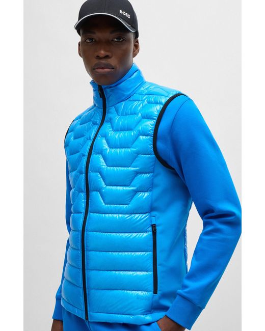 Boss Blue Water-repellent Regular-fit Gilet With Signature Quilting for men