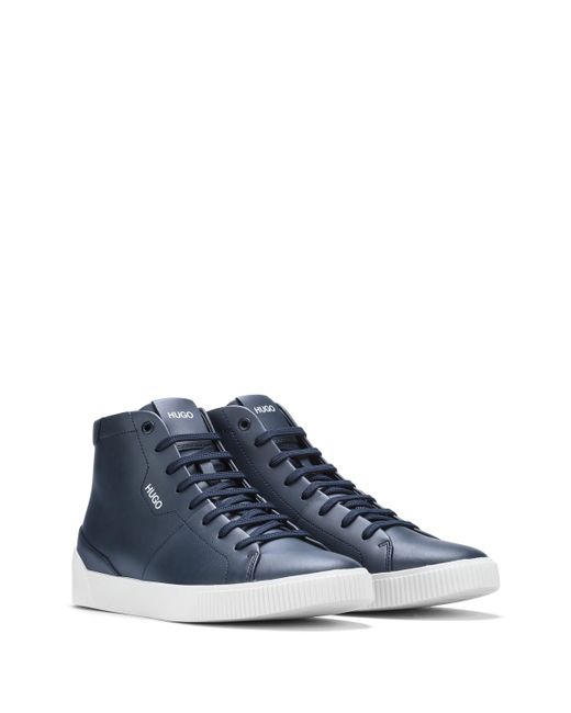 BOSS by HUGO BOSS Hoge Sneakers Van Leer Met Logodetails in het Blauw voor  heren | Lyst NL
