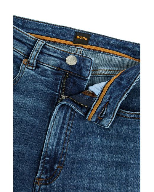 Boss Blue Kick-flare Jeans In Soft-motion Denim