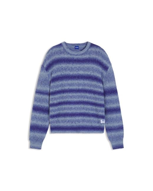 HUGO Blue Oversized-Fit Sweater With Ombré Stripes for men