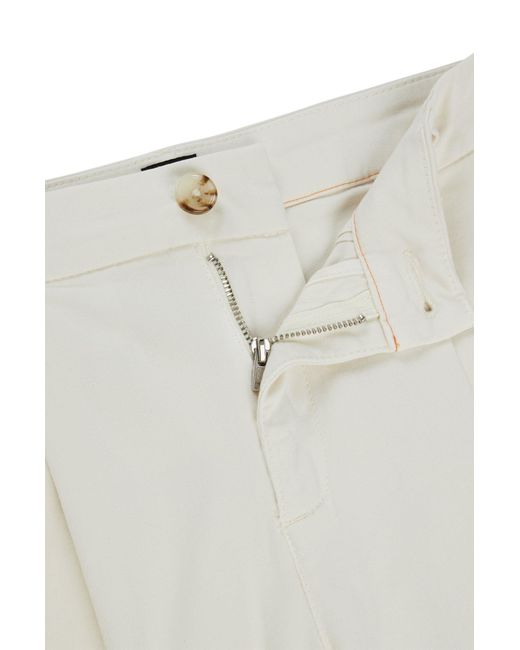 Boss White Relaxed-fit High-rise Shorts In Stretch Cotton