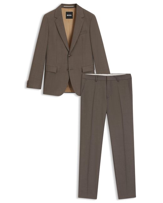 Boss Slim-Fit Pak Van Scheerwol Met Microdessin in het Brown voor heren