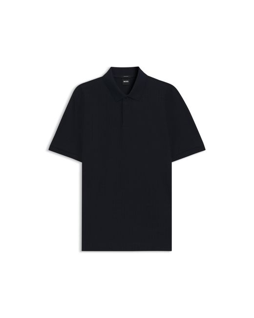 Boss Black Geometric-Jacquard Polo Shirt for men