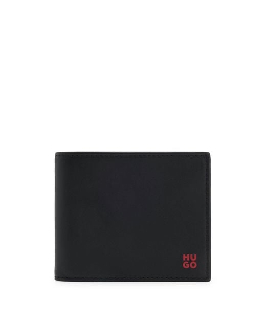 HUGO Geldbörse Aus Leder Mit Rotem Stack-Logo in Black für Herren