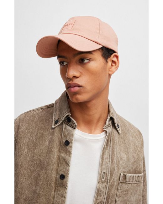 Boss Pink Cotton-twill Cap With Tonal Logo Patch for men