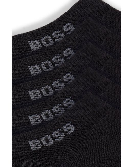 Boss Black Five-pack Of Ankle-length Socks With Logo Details
