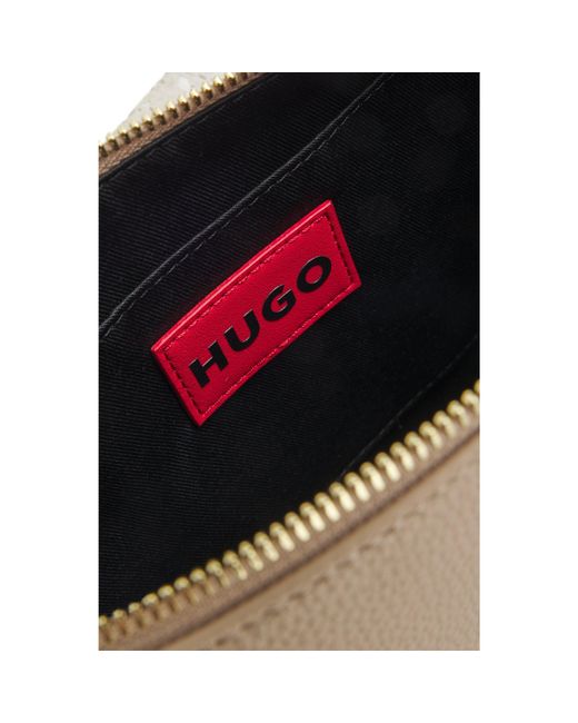 HUGO White Grained Faux-Leather Shoulder Bag With-Tone Hardware