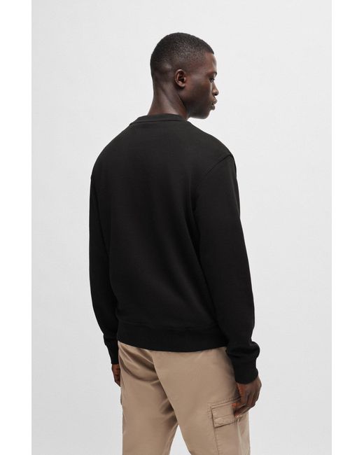 Boss Black Relaxed-fit Sweatshirt In Cotton Terry With Contrast Logo for men