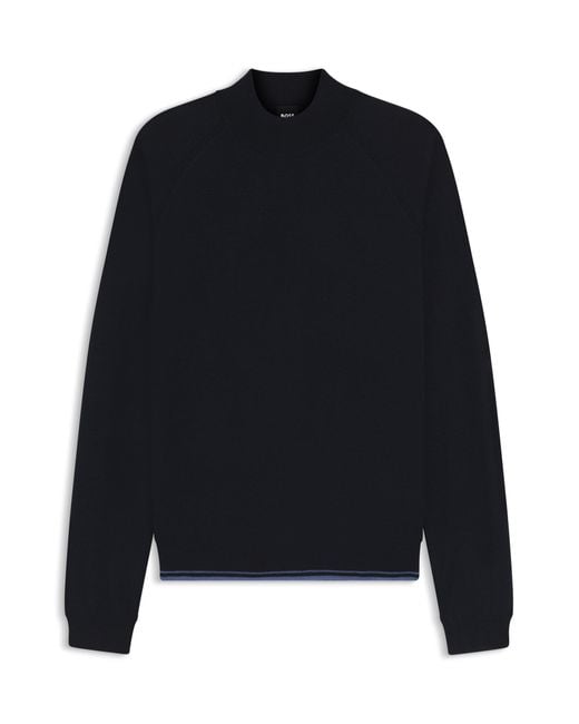 Boss Pullover Aus Woll-Mix Mit Stehkragen in Blue für Herren