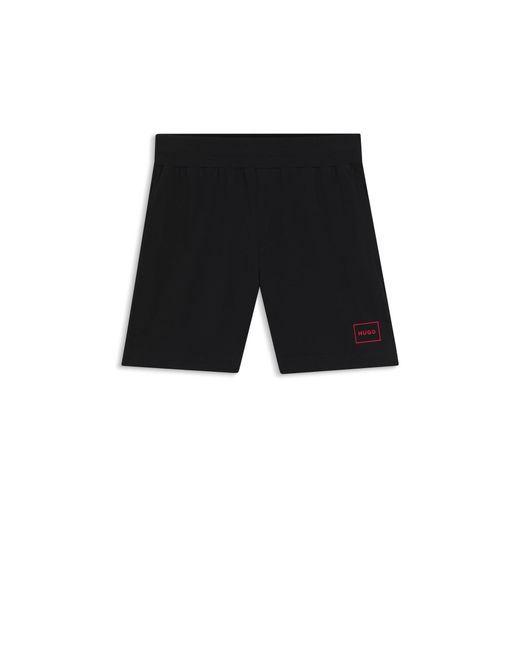 HUGO Black Logo-Print Loungewear Shorts for men