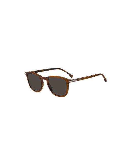 Boss Black Patterned-Acetate Sunglasses With Temple Stripe for men