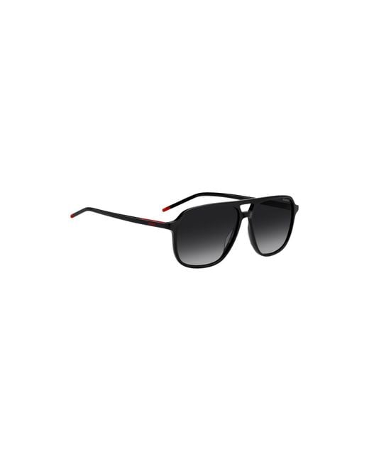 HUGO Black Acetate Sunglasses With Double Bridge for men