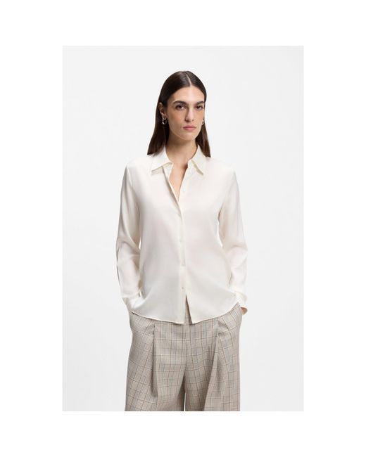 Boss White Regular-Fit Blouse