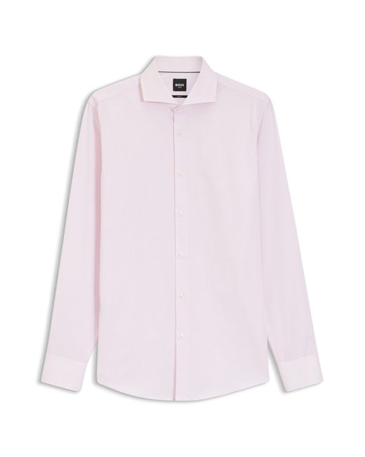 Boss Gestreept Slim-Fit Overhemd Van Katoenen Twill in het Pink voor heren