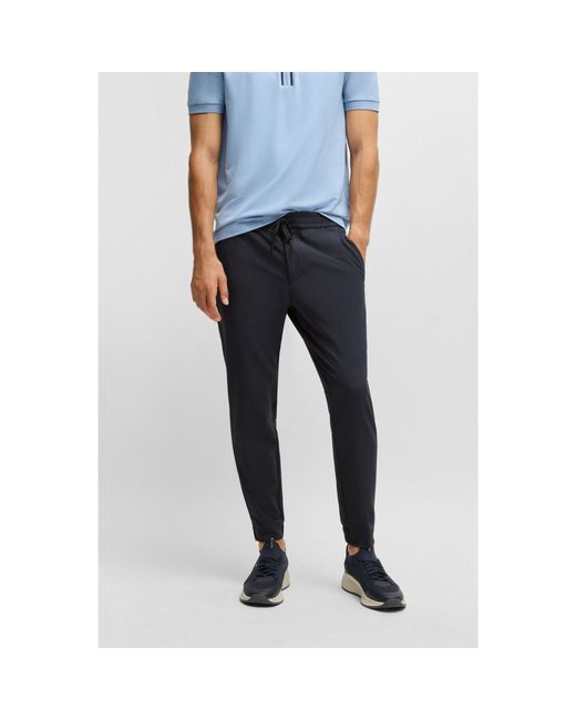 Boss Blue Tapered-Fit Trousers for men