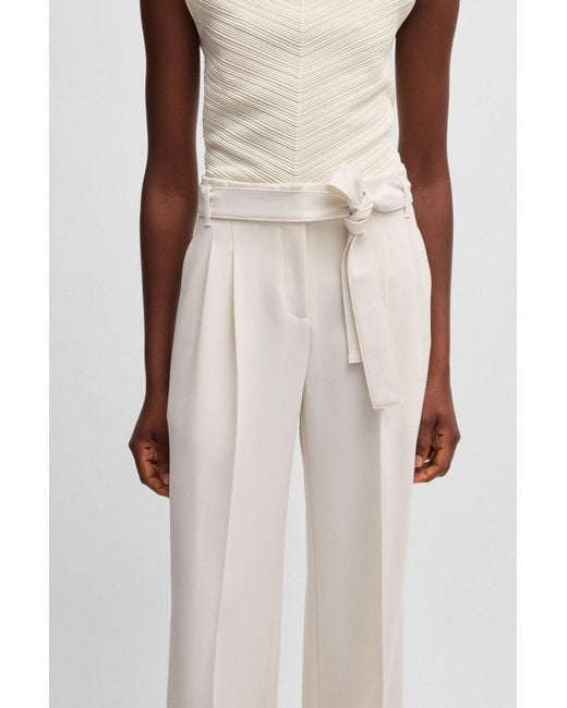 Boss White Relaxed-Fit Hose Aus Knitterfreiem Japanischem Krepp