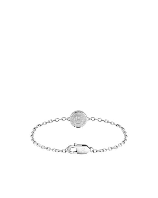 Boss Metallic Tone Cuff With Double B Monogram Medallion for men