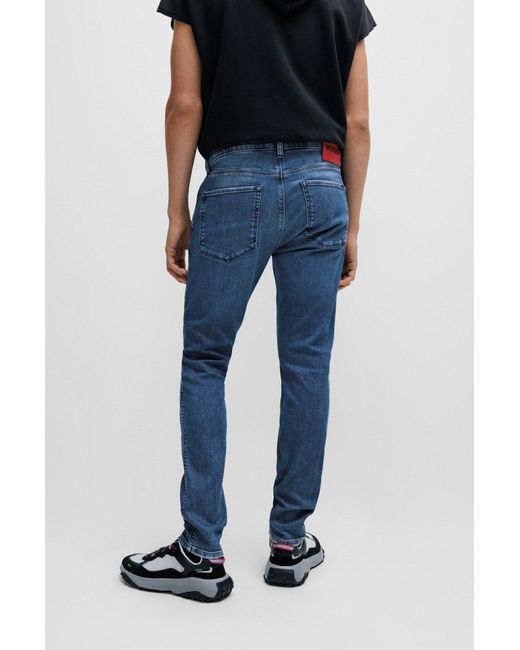 HUGO Extra-slim-fit Jeans In Blue Comfort-stretch Denim for men