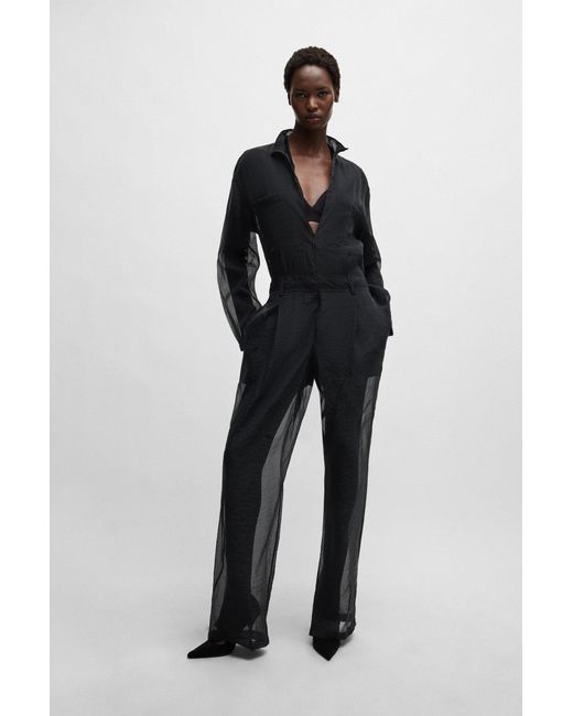 Boss Black Naomi X Relaxed-fit Jumpsuit In Sheer Organza