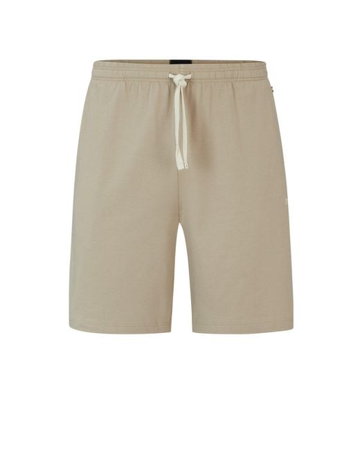 Boss Natural Stretch-cotton Regular-rise Shorts With Embroidered Logo for men