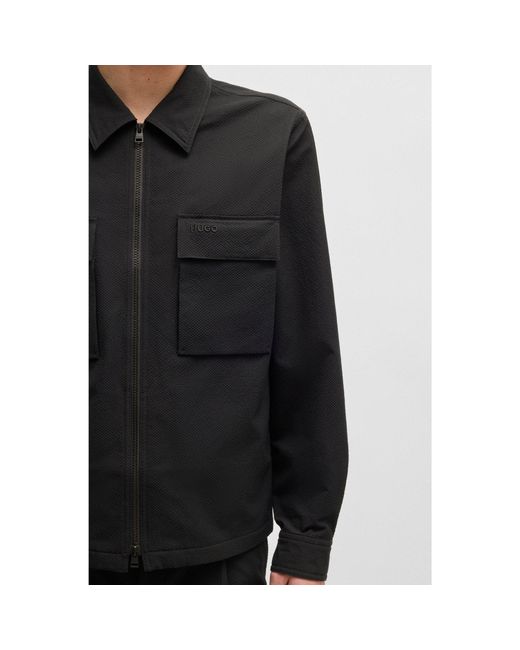 HUGO Black Oversized-Fit Overshirt for men