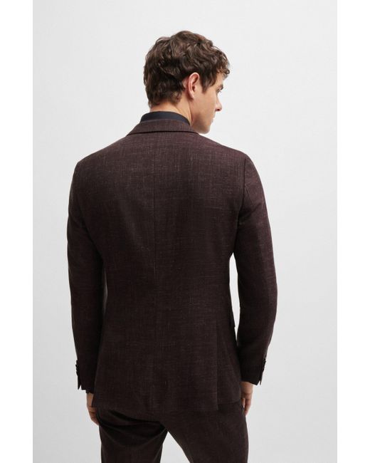 Boss Red Slim-fit Jacket In Virgin Wool And Linen for men