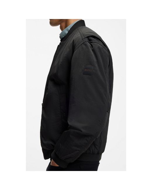 Boss Black Water-Repellent Bomber Jacket for men