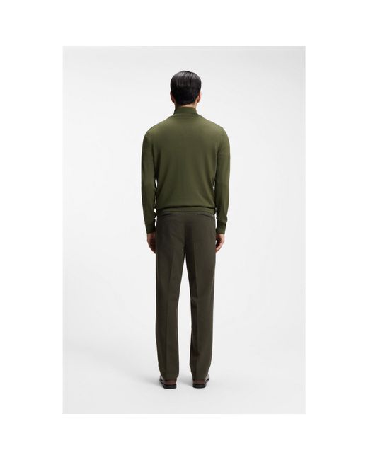 Boss Green Merino-Wool Sweater With Zip Neck for men
