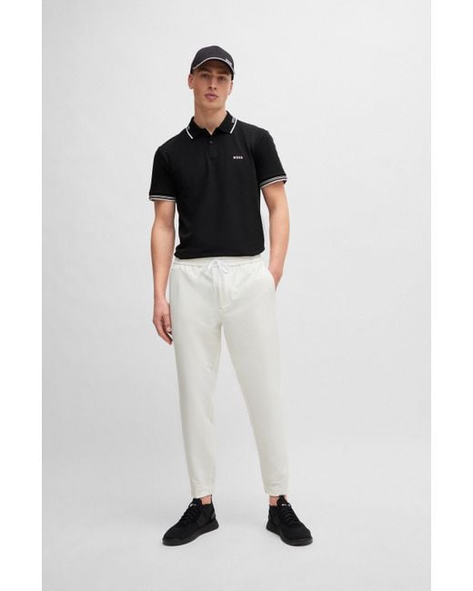 Boss Slim-Fit Poloshirt aus Stretch-Baumwolle mit Branding in Black für Herren