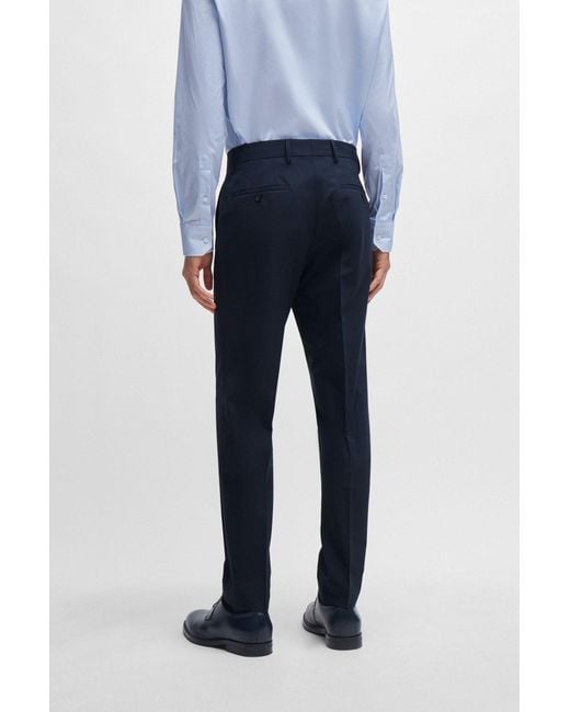 Boss Blue Slim-fit Suit In Stretch Virgin Wool for men