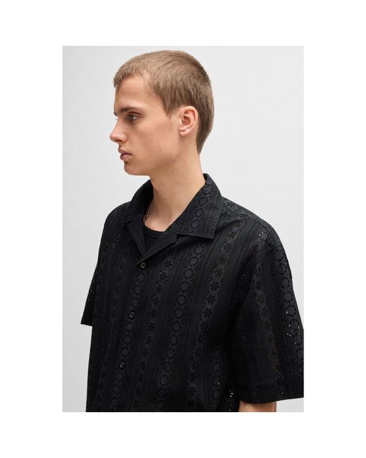 HUGO Black Oversized-Fit Shirt for men