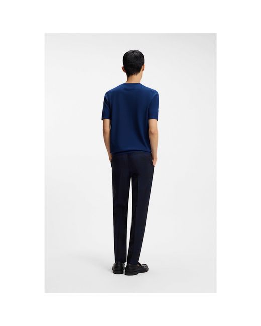 HUGO Blue Slim-Fit Knit T-Shirt for men