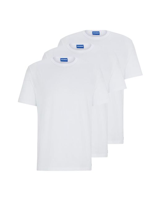 HUGO White Three-pack Of Cotton-jersey T-shirts With Logo Details for men