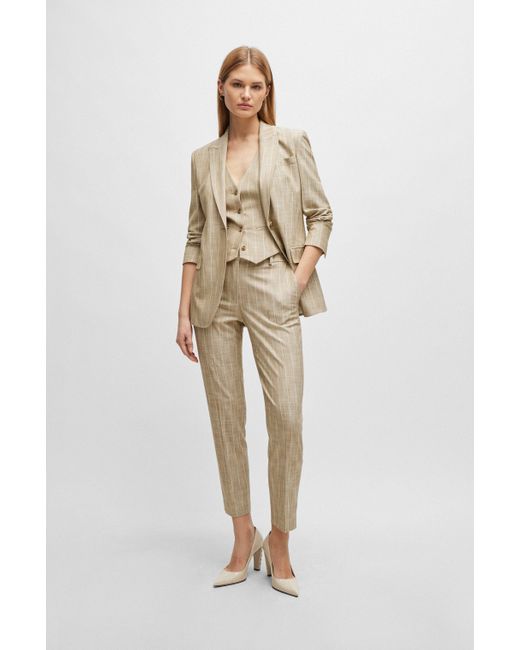 BOSS Regular-fit Trousers With Pinstripe Pattern in Natural