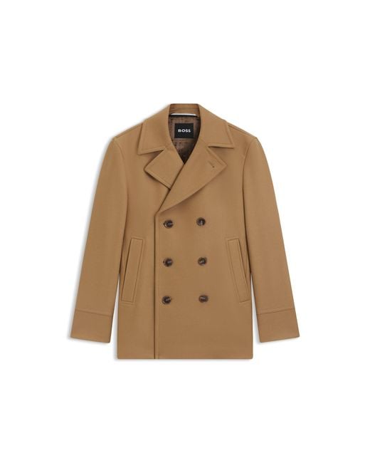 Boss Brown Slim-Fit Double-Breasted Short Coat for men