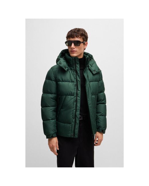 Boss Green Water-Repellent Puffer Jacket With Detachable Hood for men