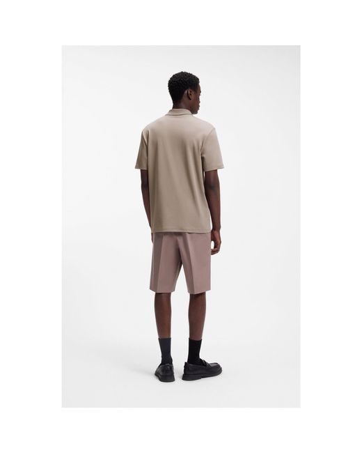HUGO Brown Contrast-Tipped Cotton Polo Shirt With Logo for men
