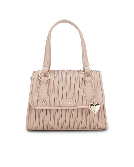 HUGO Pink Faux-Leather Handbag With Heart Charm