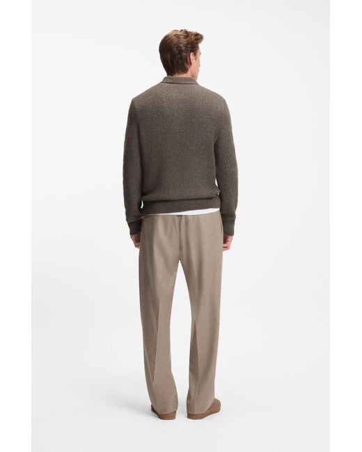 Boss Beckham X Pullover Mit Polokragen Und Mouliné-Rippstruktur in Brown für Herren
