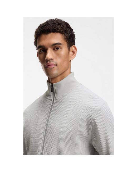 Boss Gray Cotton-Blend Jacket With Waffle Structure for men