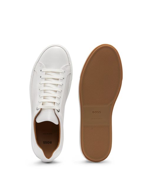 BOSS by HUGO BOSS Leather Cupsole Trainers With Logo Details Crafted In ...
